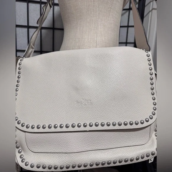 Coach Dakotah Leather Crossbody White Studded Women's Bag - Picture 2 of 6